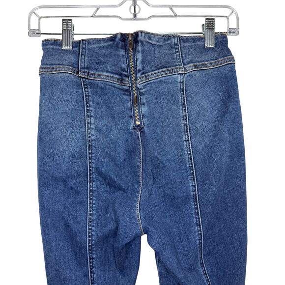 Free People CRVY Mercury Zip Jeans Harper Blue Size 27 Moto Y2K StreetwearDenim - Picture 5 of 15